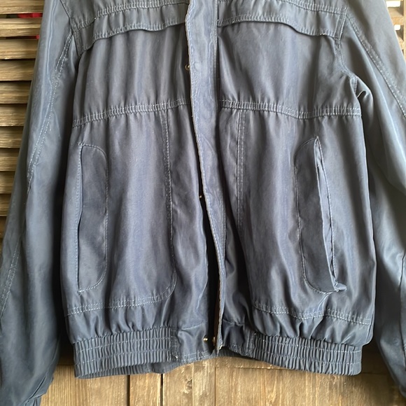 Men’s Suede Button Down Zip Bomber Jacket Elastic Bottom - Picture 2 of 4